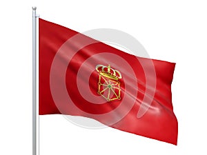 Navarre autonomous community in Spain flag waving on white background, close up, isolated. 3D render
