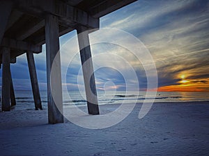 Navarre, Florida Beach and Pier at Sunset photo