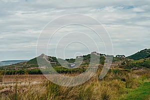 NAVARRE, SPAIN - OCTOBER 2022 pilgrim walking in French Way Camino Frances to Santiago de Compostela