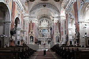 Nave and main altar of the Shottenkirche - Vienna - Austria