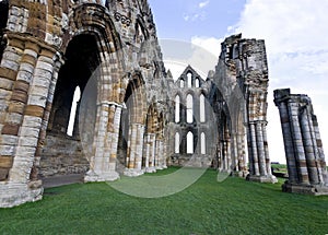 The nave of the ruined Whitby Abbey, England. photo