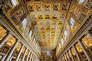 Nave Stained Glass Wide Basilica Santa Maria Maggiore Rome Italy