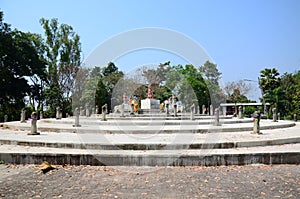 Navel City Pillar or holy center point town of Chiangrai for thai people travelers travel visit respect praying blessing wish holy