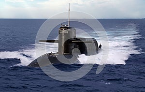 Navel nuclear submarine on open sea