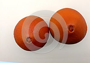 Navels of fresh oranges