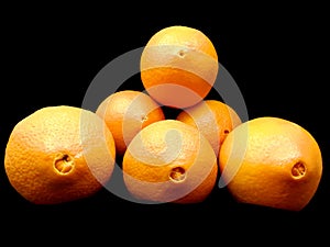 Navels of fresh oranges