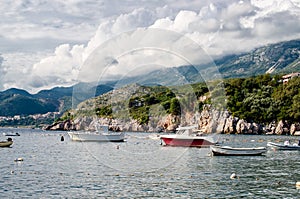 Naves in Bay Milocer regionis montenegro photo