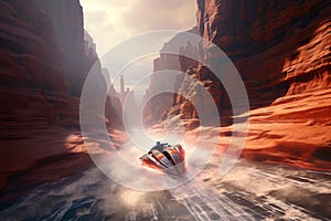 Navigate through a canyon where a formation of