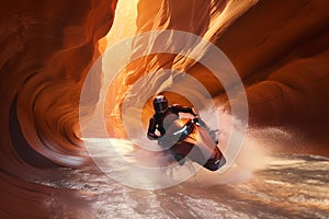 Navigate through a canyon where jetpowered photo