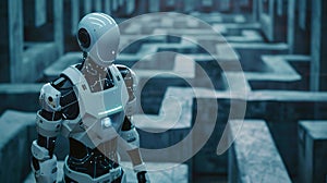 Navigating digital maze with advanced learning and adaptation skills, No guidance needed. Autonomous AI mastery. Intelligent AI photo
