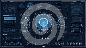 Navigating futuristic data with digital user interface dashboard