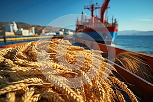 Navigating the global markets with wheat export, grains traverse borders, international trade and sustenance, global