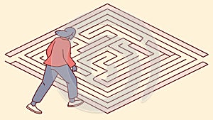 Navigating a Maze, Problem Solving Concept, vector design Generative AI