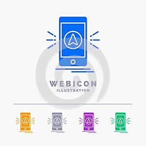 navigation, app, camping, gps, location 5 Color Glyph Web Icon Template isolated on white. Vector illustration