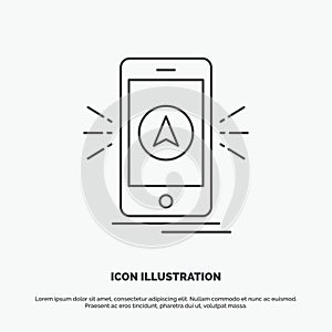 navigation, app, camping, gps, location Icon. Line vector gray symbol for UI and UX, website or mobile application