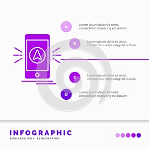navigation, app, camping, gps, location Infographics Template for Website and Presentation. GLyph Purple icon infographic style