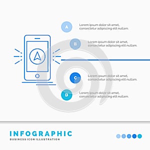 navigation, app, camping, gps, location Infographics Template for Website and Presentation. Line Blue icon infographic style