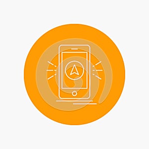 navigation, app, camping, gps, location White Line Icon in Circle background. vector icon illustration