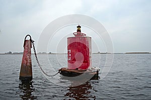 Navigation buoy. Navigation buoy in river