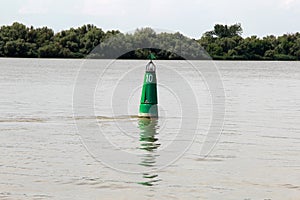 Navigation buoy of the river fairway at the mouth of the Danube