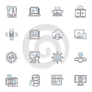 Navigation buttons line icons collection. Navigation, Buttons, Direction, Path, Travel, Route, Destination vector and