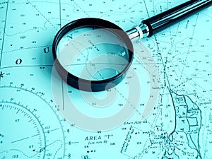 Navigation chart with magnifier