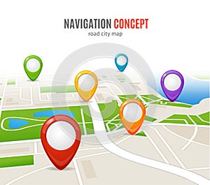 Navigation Concept Road City Map. Vector
