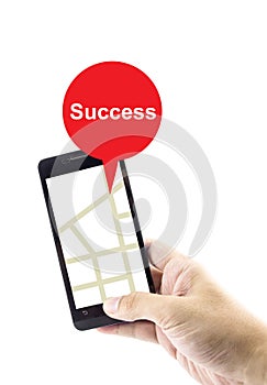 Navigation concept. success search with gprs on mobile