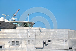 Navigation deck of warship, antenna mast