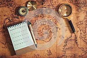 Navigation Explore of Journey Planning., Travel Destination and Expedition Plan Vacation trip., Close Up of Layout Magnifying