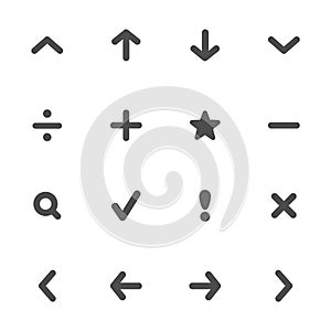 Navigation flat icons in gray