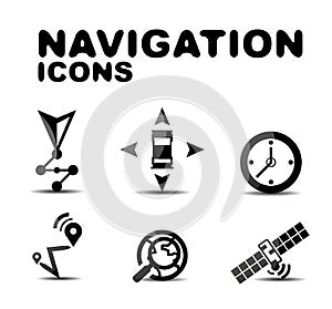 Navigation glossy black icon set