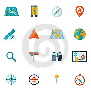 Navigation icon flat set