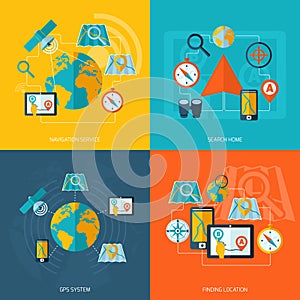 Navigation icon flat set vector design illustration