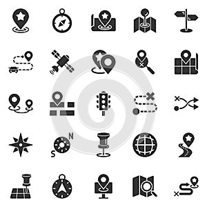 Navigation icon set in flat style. Gps direction vector illustration on white isolated background. Locate pin position business