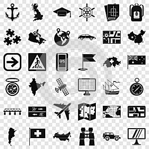 Navigation icons set, simple style