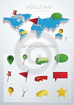 Navigation icons on world map