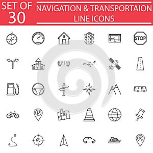 Navigation line icon set, Transport signs