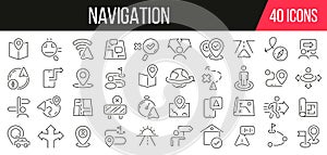 Navigation line icons collection. Set of simple icons. Vector illustration