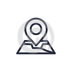 Navigation, Location and Map Line Vector Icon. Map with a Pin, Route map, Navigator, Direction symbol. GPS map, move.