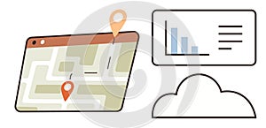 Navigation Map with Cloud Storage Integration and Data Visualization Elements