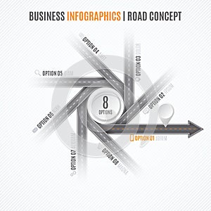 Navigation map infographic concept. Crossroad with the right way