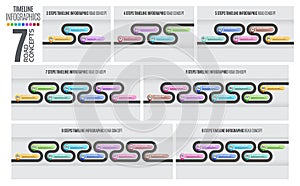 Navigation map infographic timeline winding road concept.