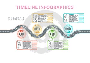 Navigation map infographics 4 steps timeline concept. Creative f