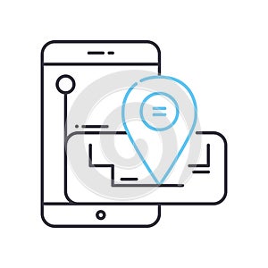 navigation map line icon, outline symbol, vector illustration, concept sign