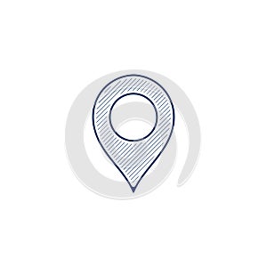 Navigation Map pin icon. placeholder hand drawn pen style line icon