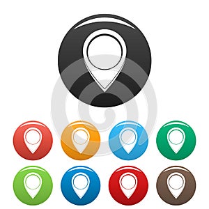 Navigation mark icons set color vector