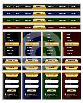 Navigation menu and website elements