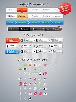 Navigation menus and step panels