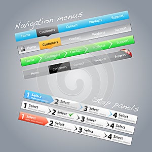 Navigation menus and step panels photo